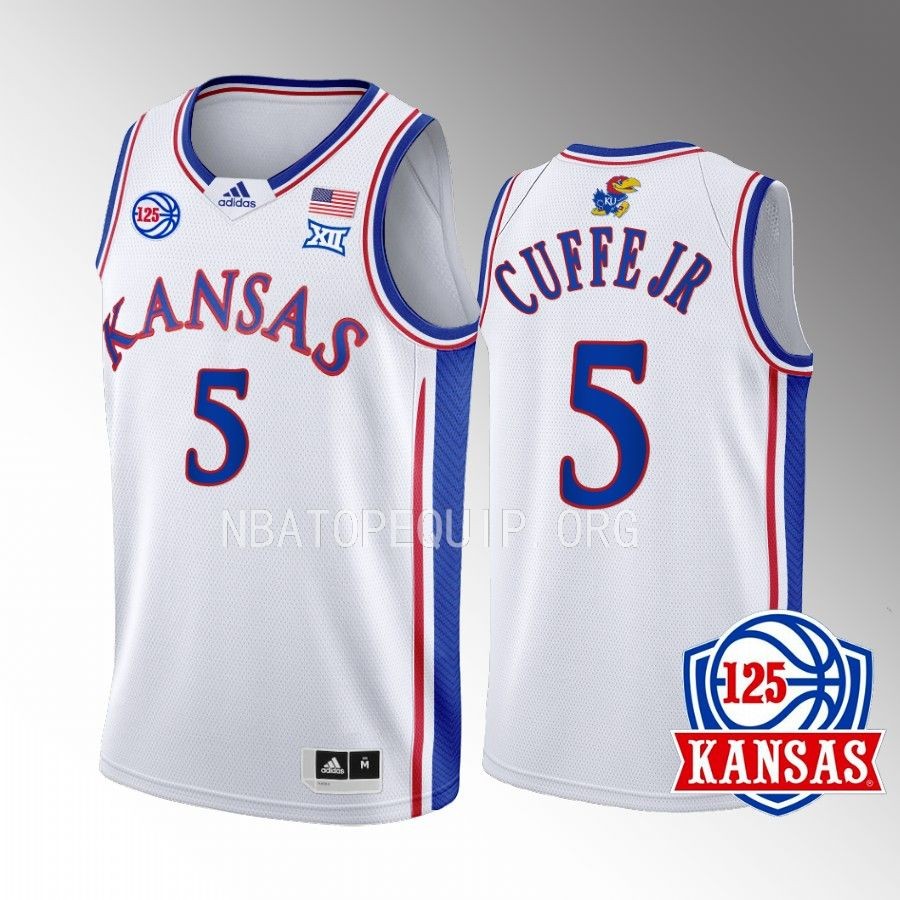 Kansas Jayhawks Kyle Cuffe Jr. Jersey 2022-23 125th Year White Home Uniform
