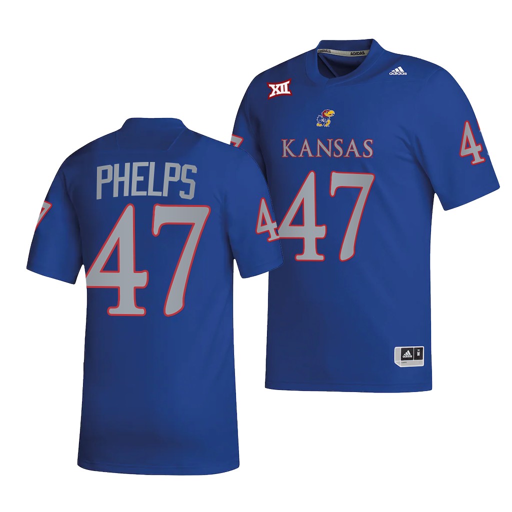 Kansas Jayhawks Lonnie Phelps Jersey 2022 College Royal #47 NIL Men's Shirt