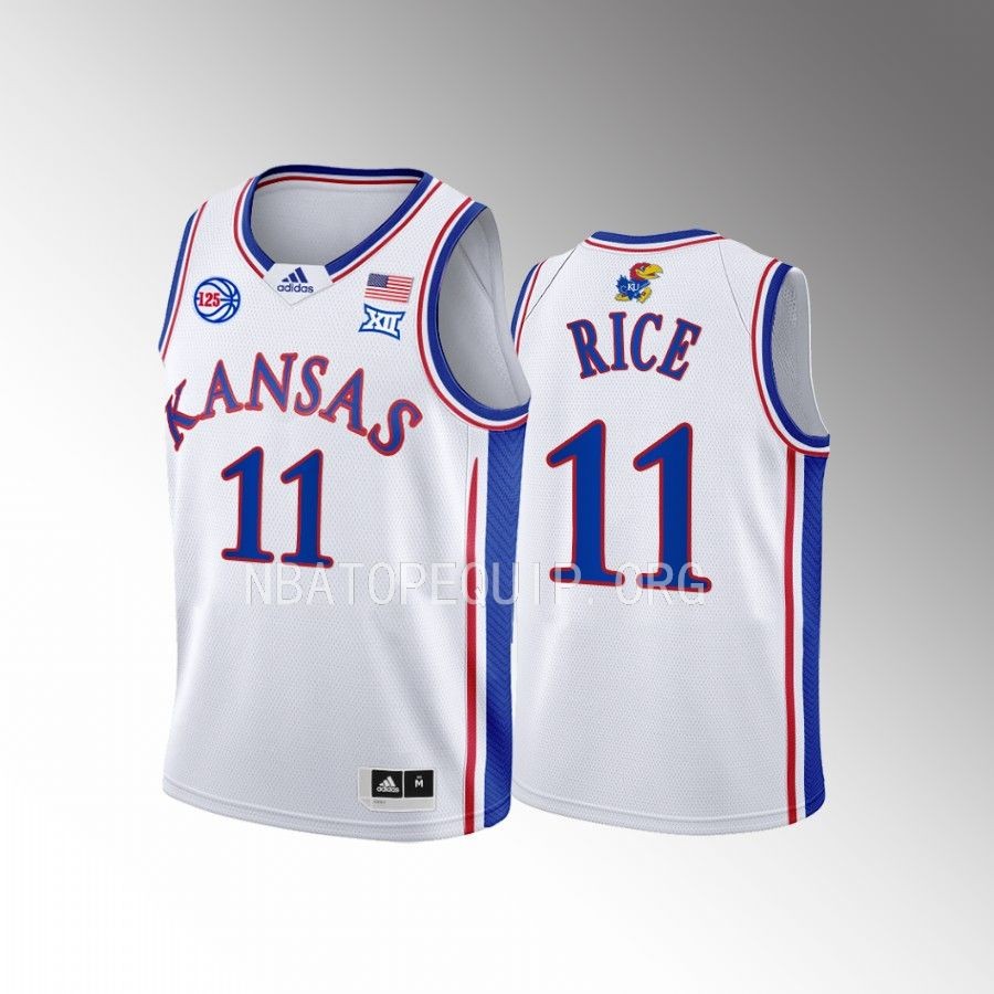 Kansas Jayhawks M.J. Rice College White Youth Jersey #11
