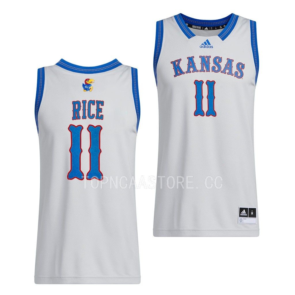 Kansas Jayhawks M.J. Rice Swingman uniform Grey #11 Jersey 2022-23