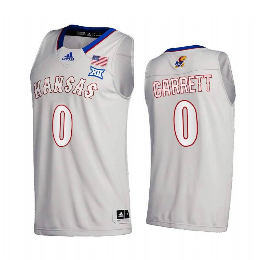 Kansas Jayhawks Marcus Garrett 2020-21 Gray College Jersey New Season League patch