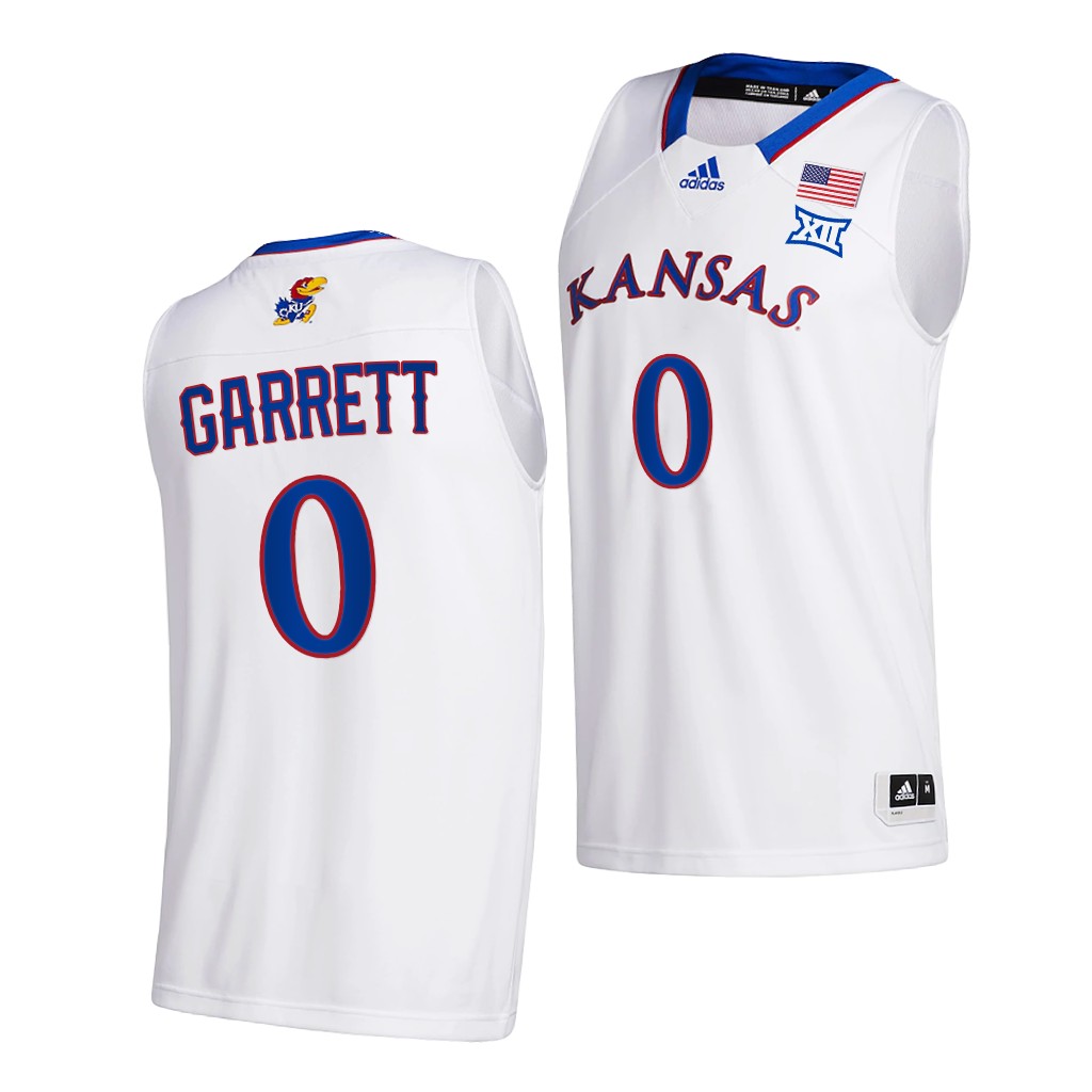 Kansas Jayhawks Marcus Garrett White 2020-21 Home Men New Season Jersey