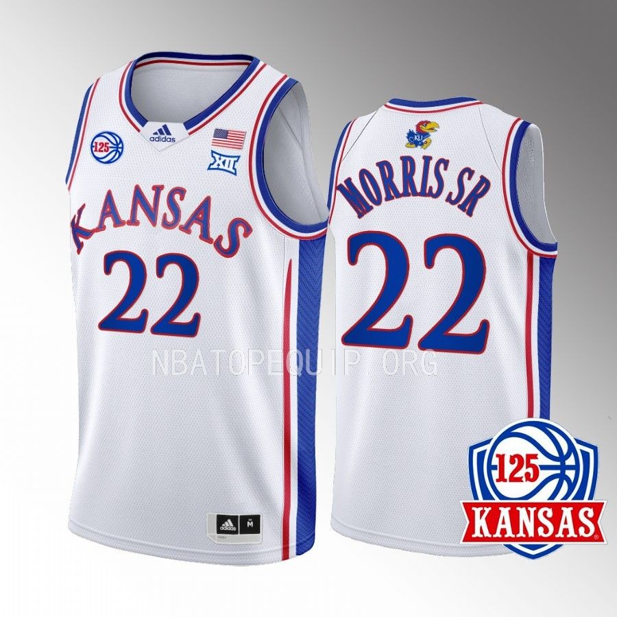 Kansas Jayhawks Marcus Morris Sr. Jersey 2022-23 125th Year White Home Uniform