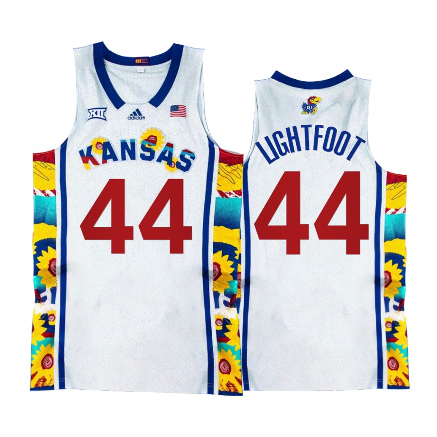 Kansas Jayhawks Mitch Lightfoot Jersey 2022 Sunflower Showdown White Uniform