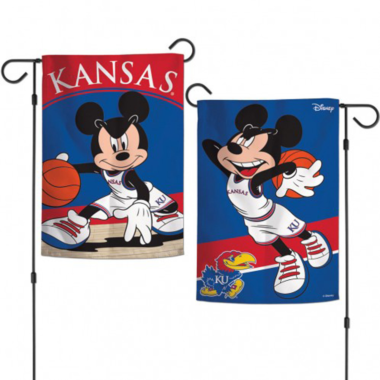 Kansas Jayhawks NCAA Mickey Mouse Garden Flag, House Flag