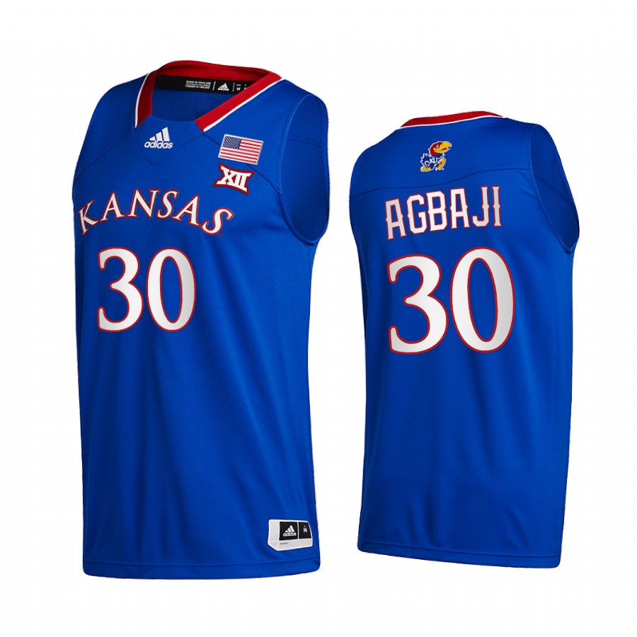 Kansas Jayhawks Ochai Agbaji 2020-21 Royal College Jersey New Season League patch
