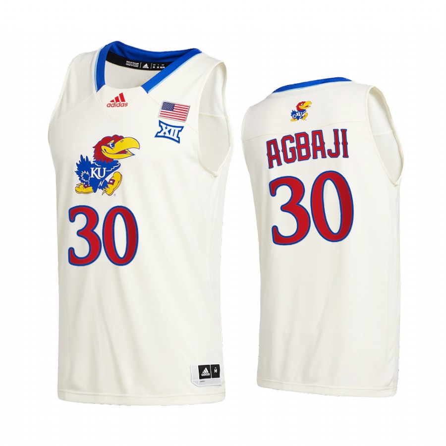 Kansas Jayhawks Ochai Agbaji Cream College 2020-21 New Season Jersey