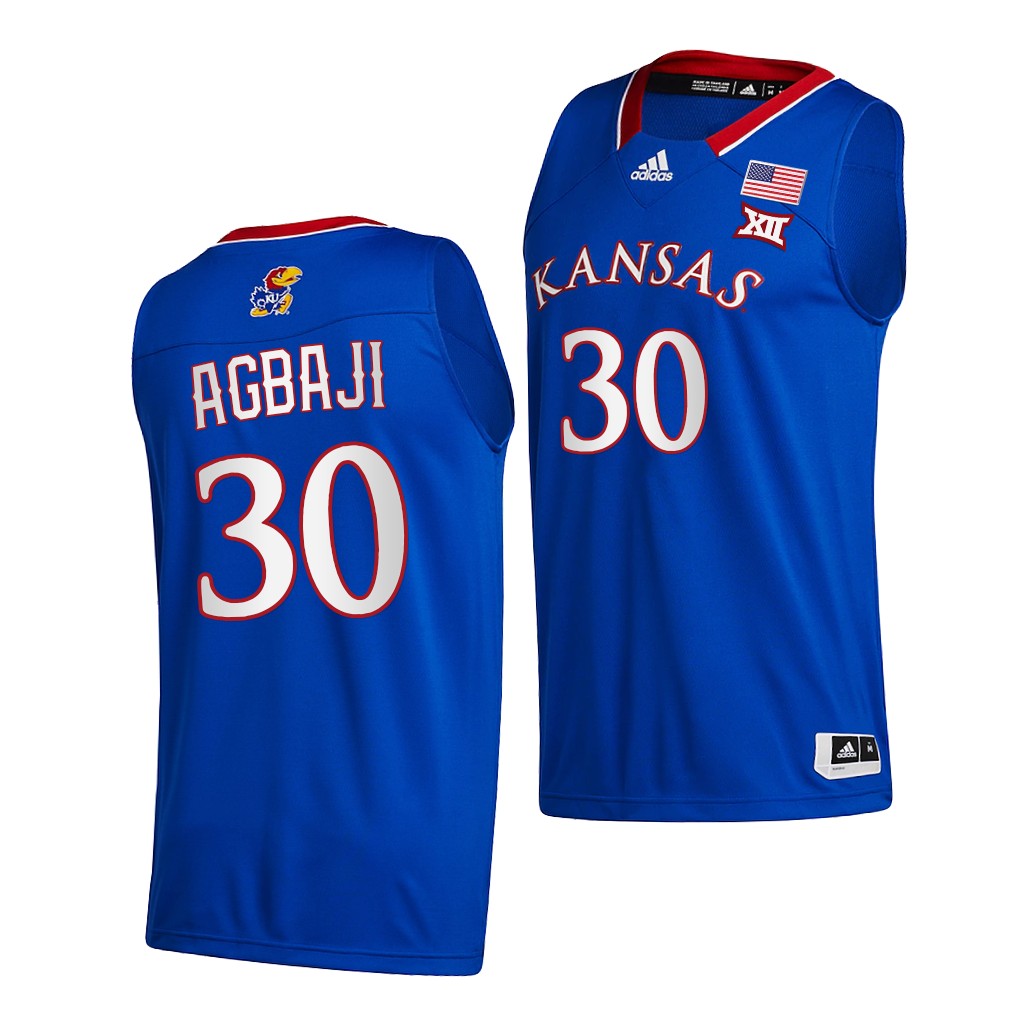 Kansas Jayhawks Ochai Agbaji Royal 2020-21 College Men New Season Jersey