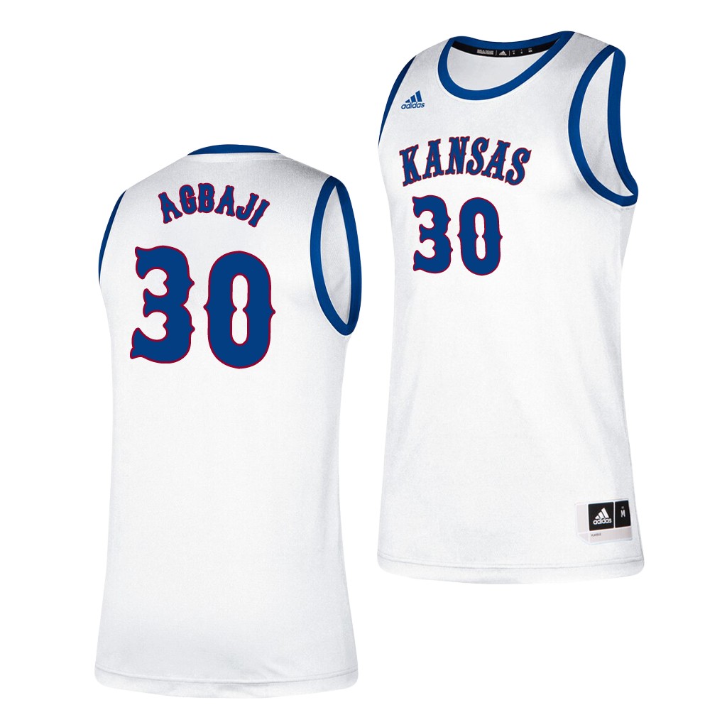 Kansas Jayhawks Ochai Agbaji White Classic Men's College Jersey
