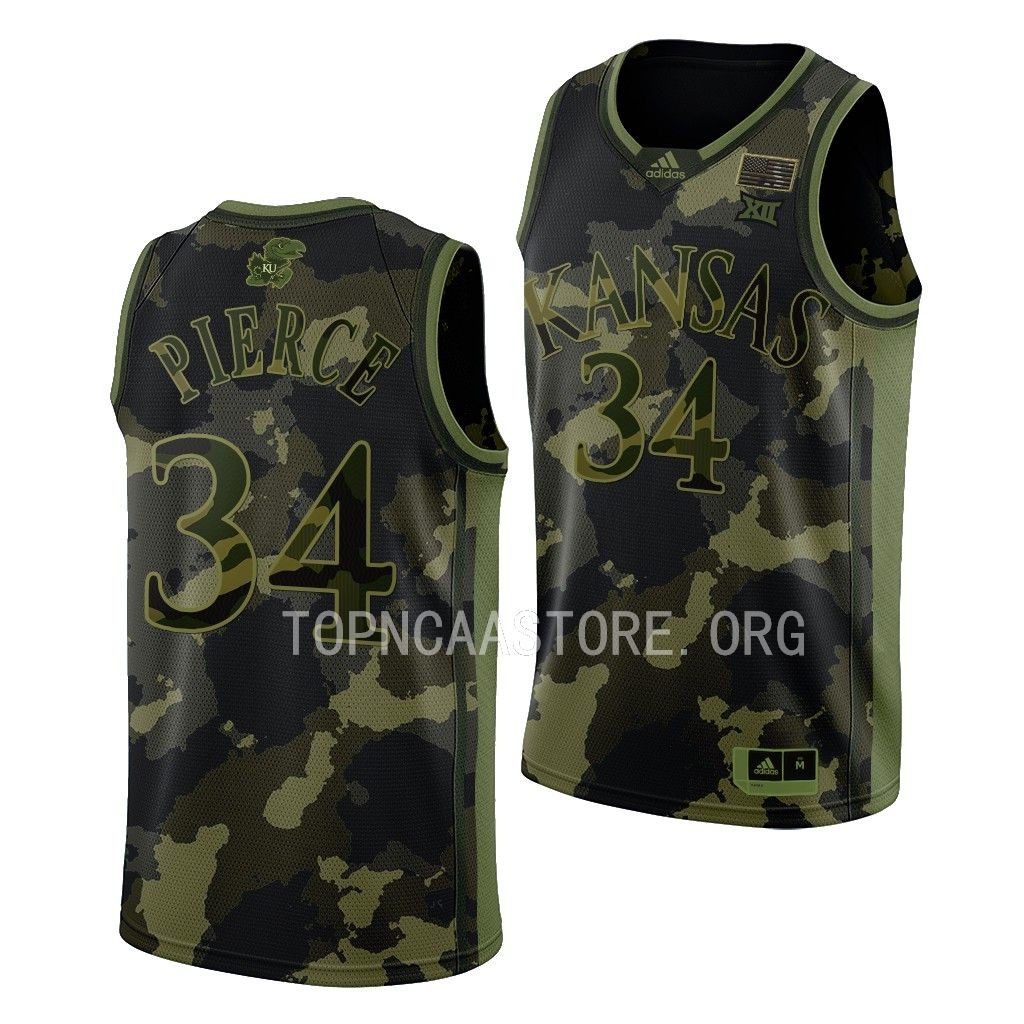 Kansas Jayhawks Paul Pierce Camo #34 Jersey 2023 Salute To Service