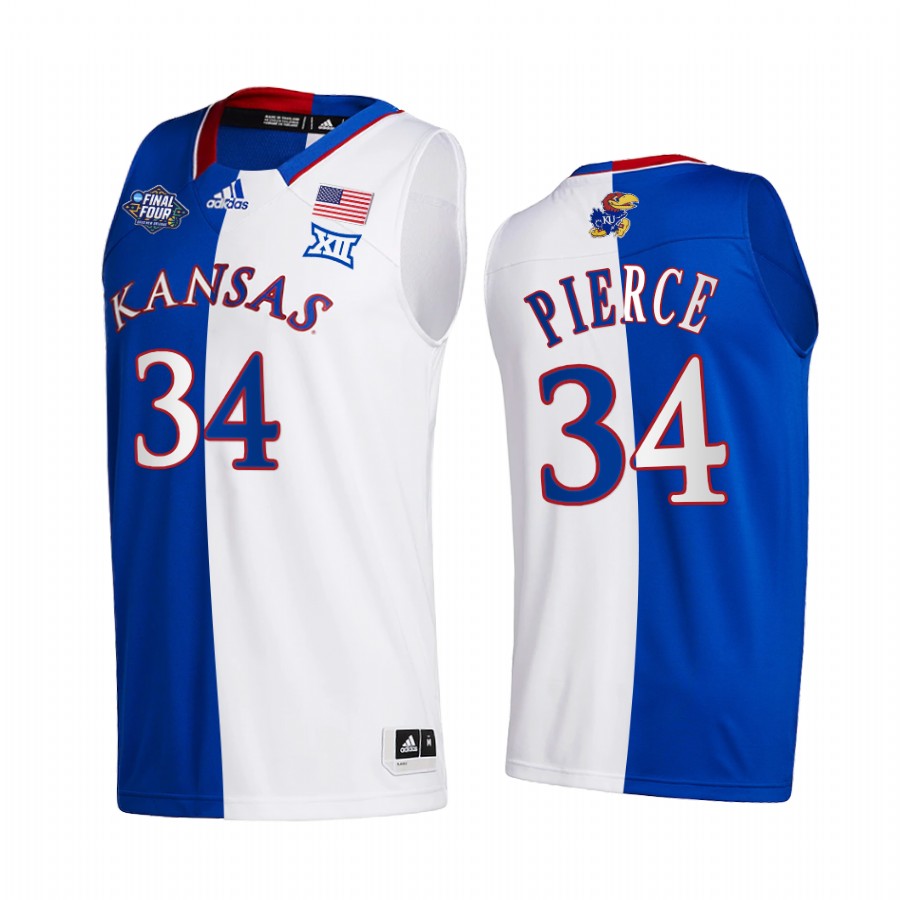 Kansas Jayhawks Paul Pierce Jersey 2022 NCAA National Champions Royal White Split Edition Uniform