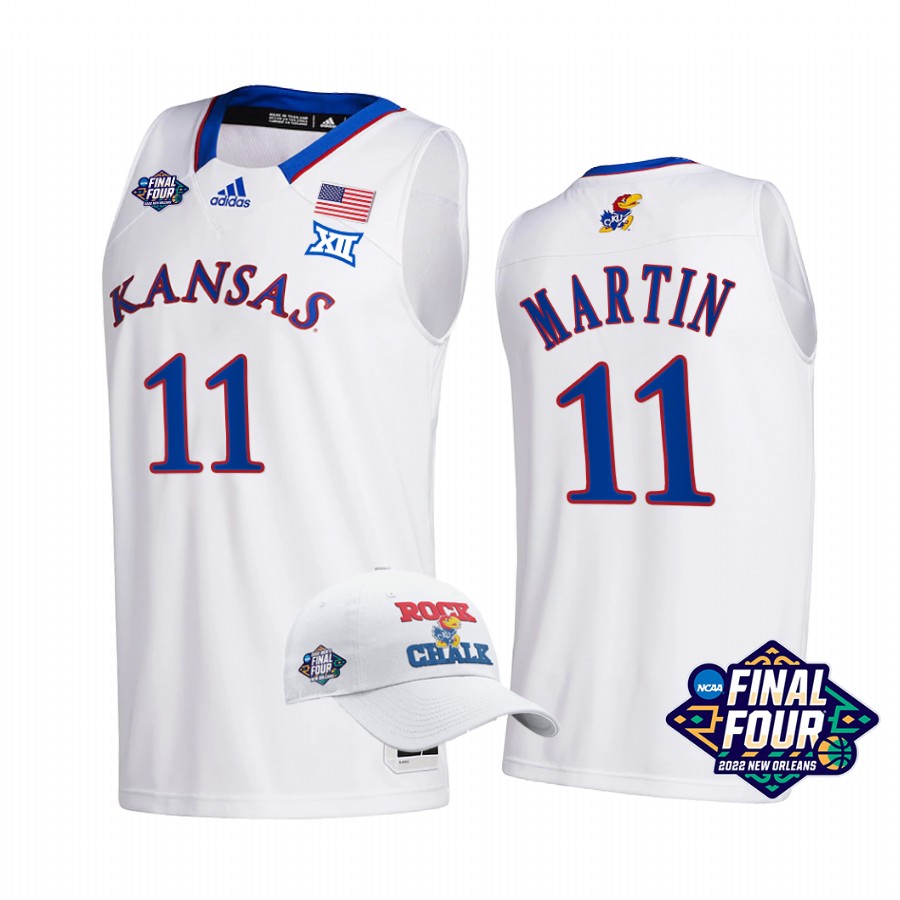 Kansas Jayhawks Remy Martin Jersey 2022 March Madness Final Four White Uniform