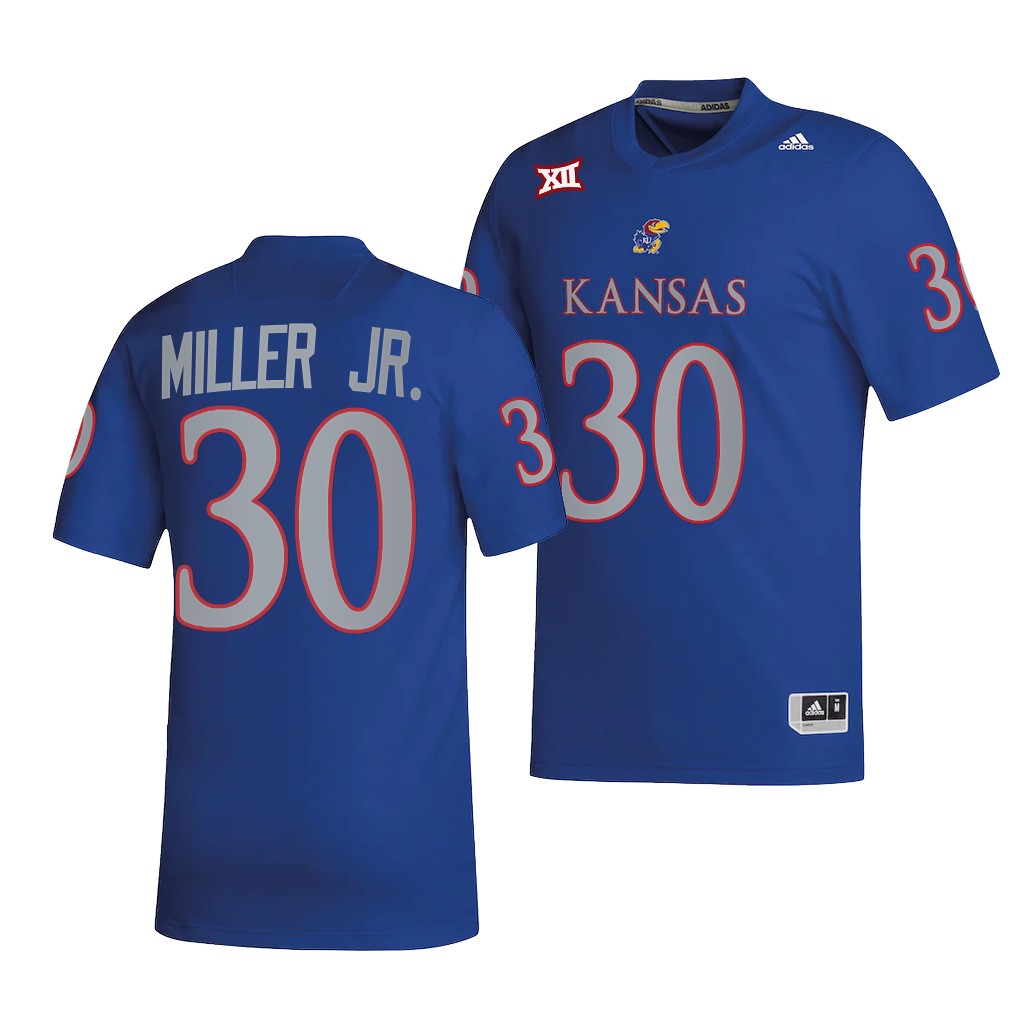 Kansas Jayhawks Rich Miller Jr. Jersey 2022 College Royal #30 NIL Men's Shirt
