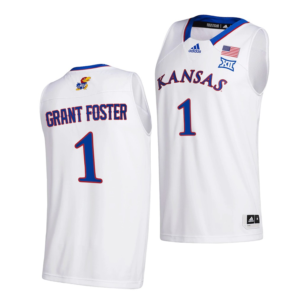 Kansas Jayhawks Tyon Grant-Foster White 2020-21 Home Men New Season Jersey