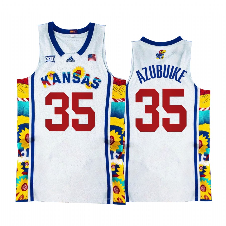 Kansas Jayhawks Udoka Azubuike Jersey Sunflower Showdown White Uniform