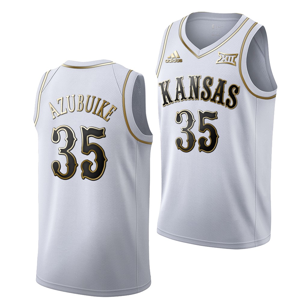 Kansas Jayhawks Udoka Azubuike White Golden Edition Limited Jersey NCAA