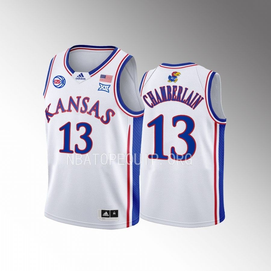 Kansas Jayhawks Wilt Chamberlain College White Youth Jersey #13