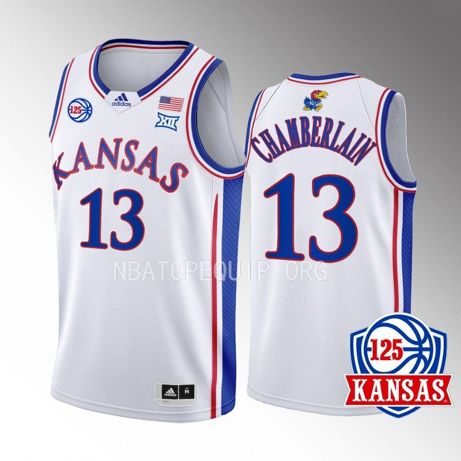 Kansas Jayhawks Wilt Chamberlain Jersey 2022-23 125th Year White Home Uniform