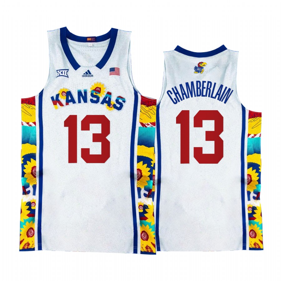 Kansas Jayhawks Wilt Chamberlain Jersey Sunflower Showdown White Uniform