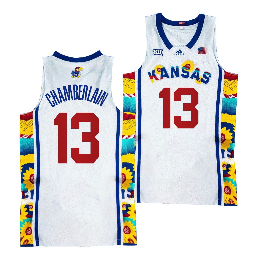 Kansas Jayhawks Wilt Chamberlain Sunflower Showdown #13 White uniform Jersey