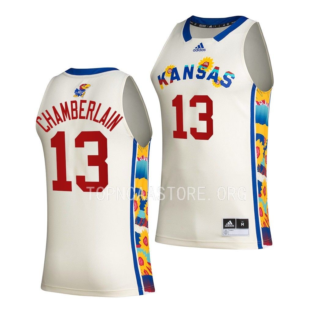 Kansas Jayhawks Wilt Chamberlain White #13 Jersey Honoring Black Excellence