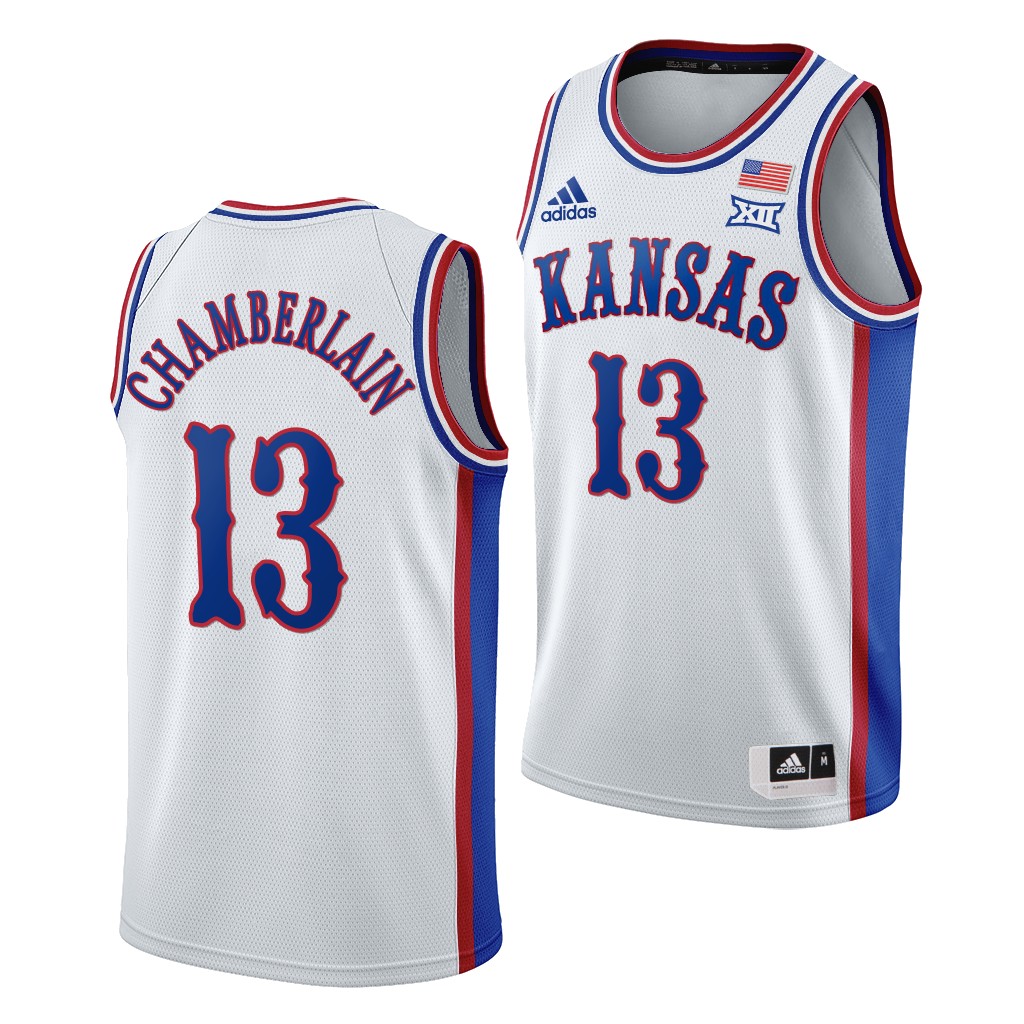Kansas Jayhawks Wilt Chamberlain White 1990s Throwback Men's Retired Player Jersey