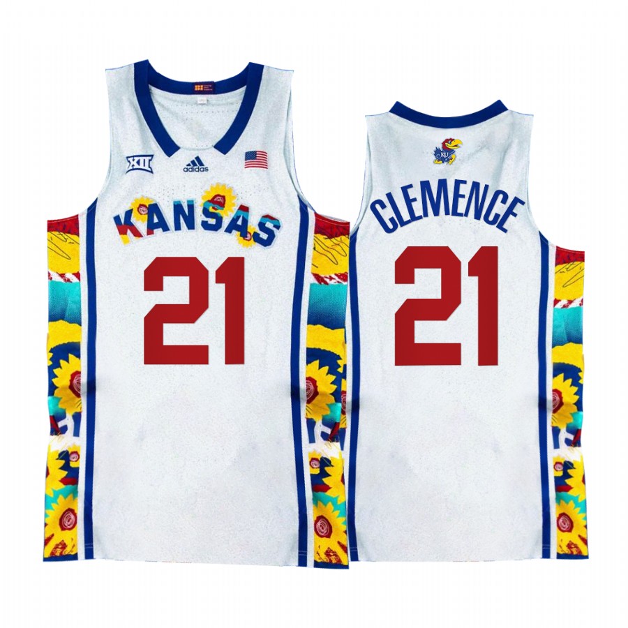 Kansas Jayhawks Zach Clemence Jersey 2022 Sunflower Showdown White Uniform