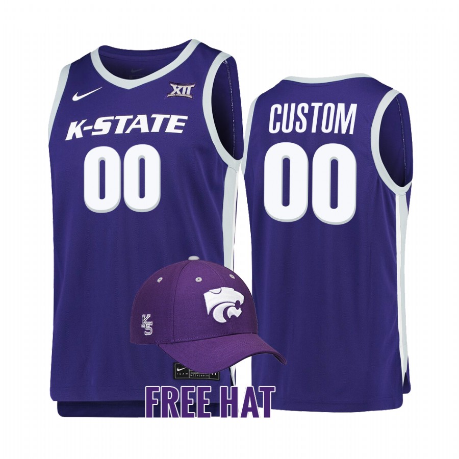 Kansas State Wildcats Custom Jersey 2022 College Purple Free Hat Uniform