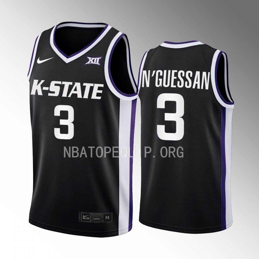 Kansas State Wildcats David N'Guessan Jersey 2022-23 Alternate Black Uniform