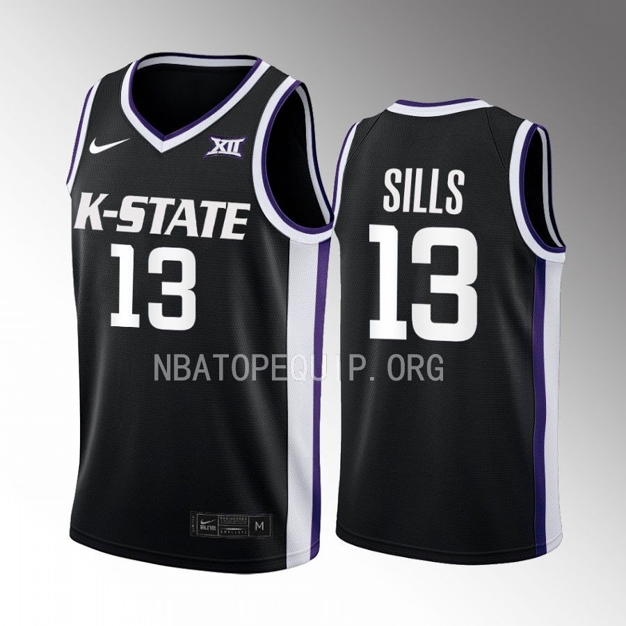 Kansas State Wildcats Desi Sills Jersey 2022-23 Alternate Black Uniform