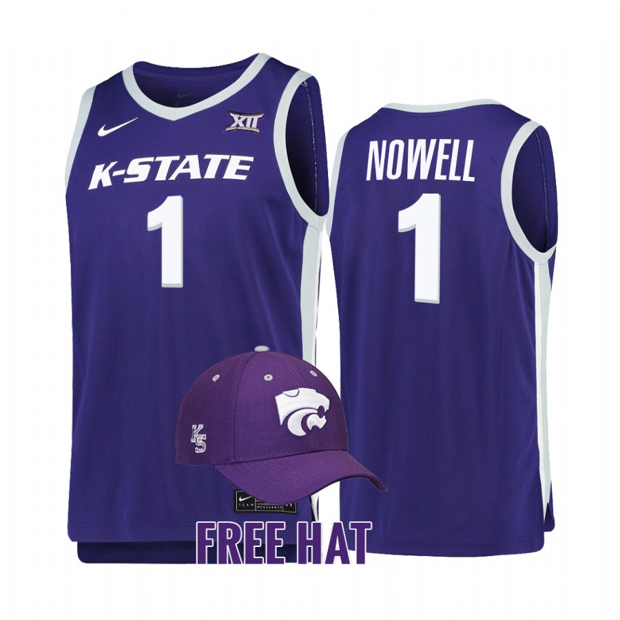 Kansas State Wildcats Markquis Nowell Jersey 2022 College Purple Free Hat Uniform