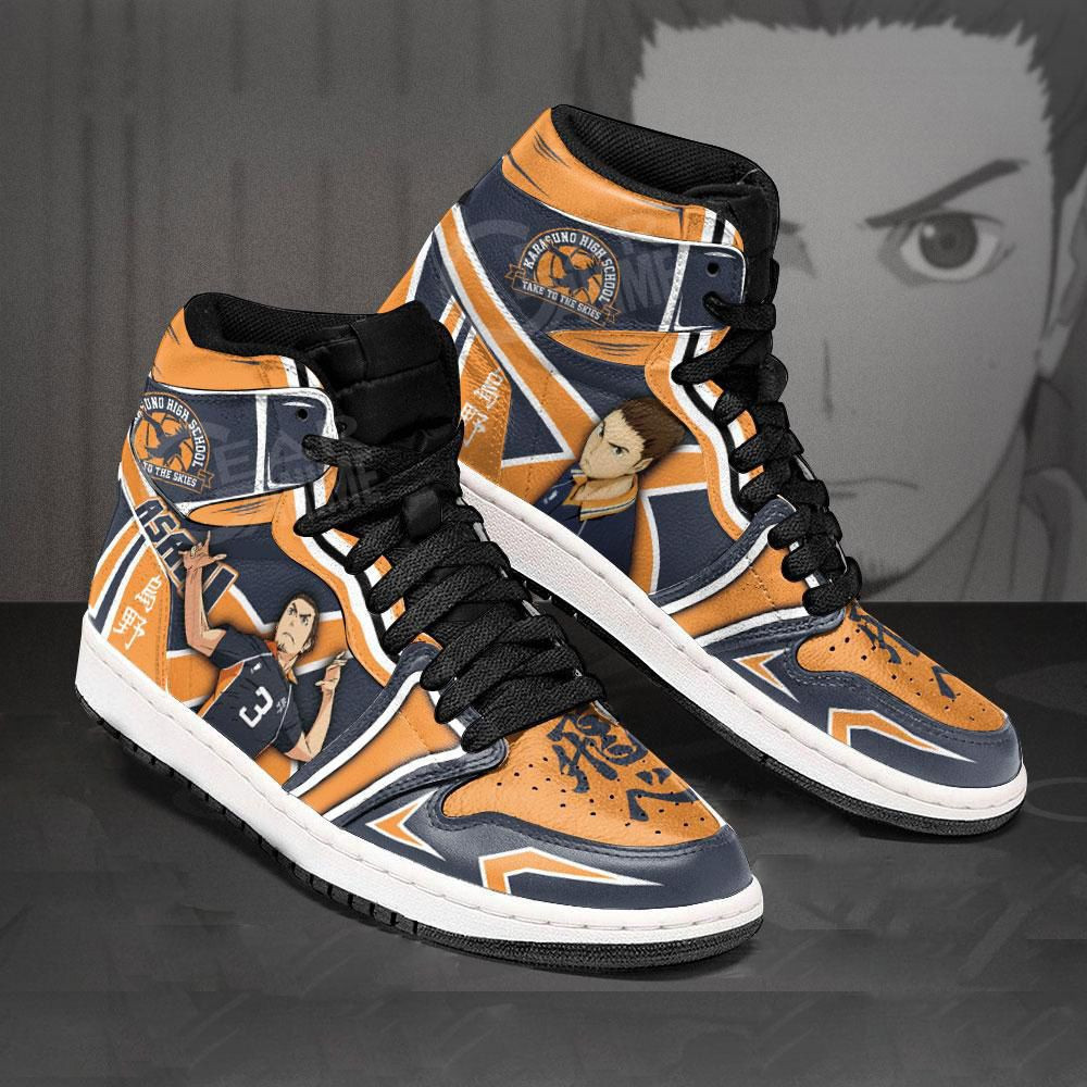 Karasuno Asahi Azumane Haikyuu Anime 1 High Top Air Jordan Sneaker, Air Jordan Hightop
