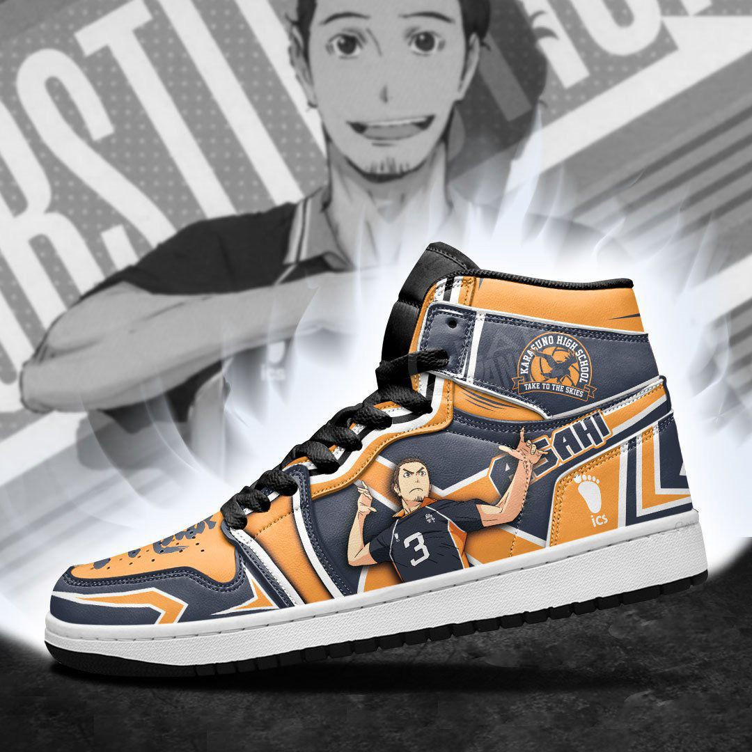 Karasuno Asahi Azumane Haikyuu Anime 1 High Top Air Jordan Sneaker, Air Jordan Hightop