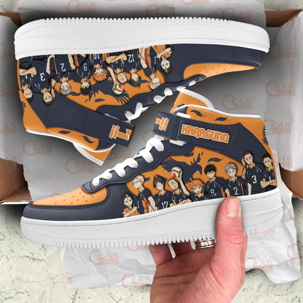 Karasuno Sneakers Air Mid Custom Haikyuu Anime Shoes Perfect Gift Idea