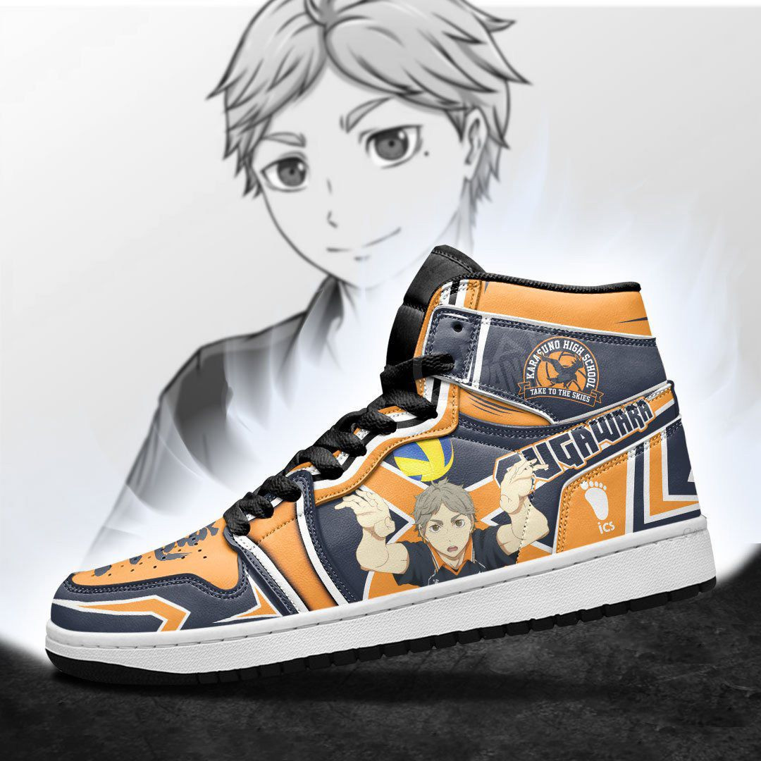 Karasuno Sugawara Koushi Haikyuu Anime 1 High Top Air Jordan Sneaker, Air Jordan Hightop