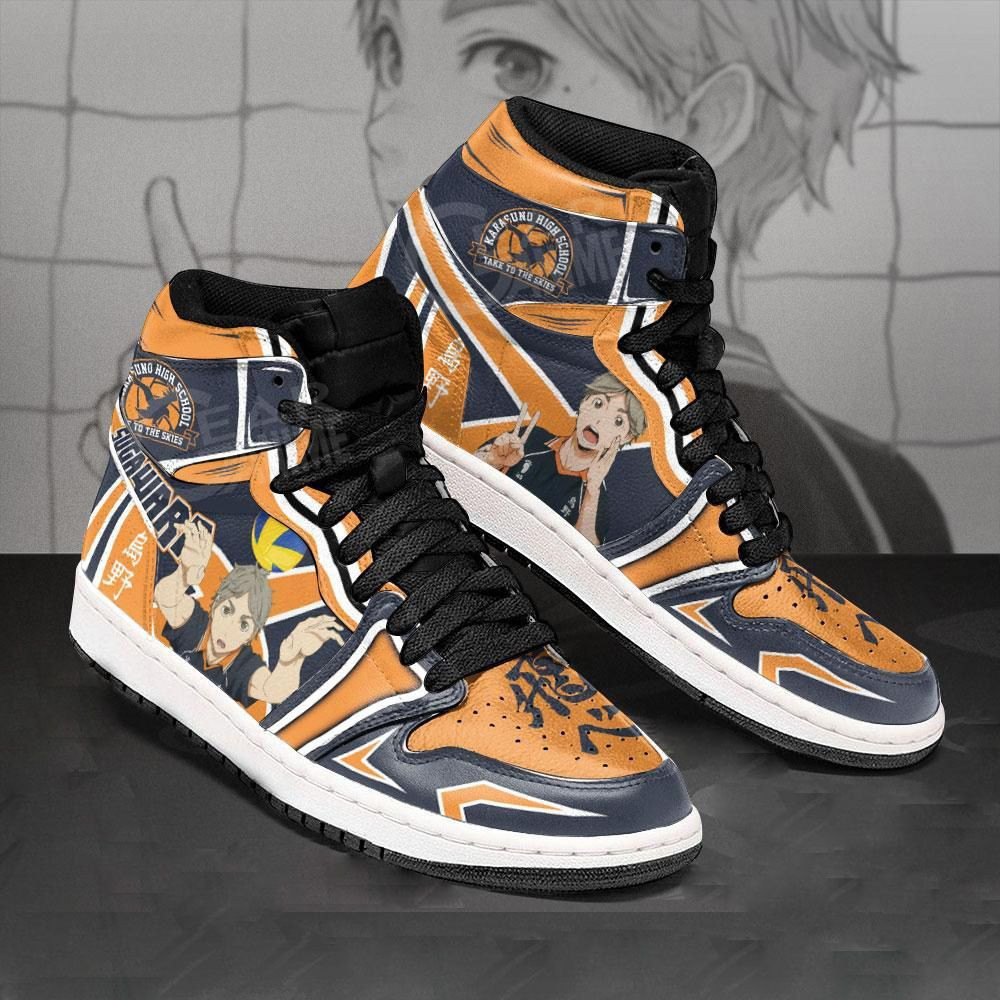 Karasuno Sugawara Koushi Haikyuu Anime 1 High Top Air Jordan Sneaker, Air Jordan Hightop