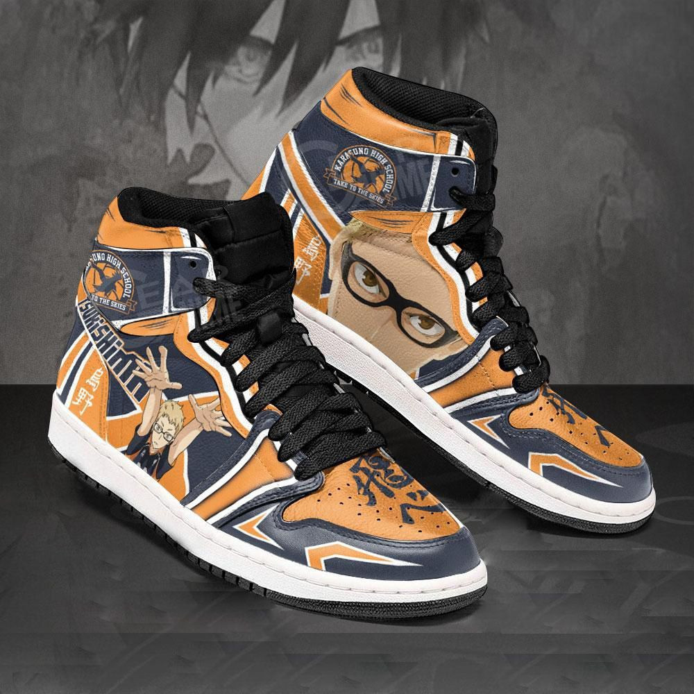 Karasuno Tsukishima Kei Haikyuu Anime 1 High Top Air Jordan Sneaker, Air Jordan Hightop