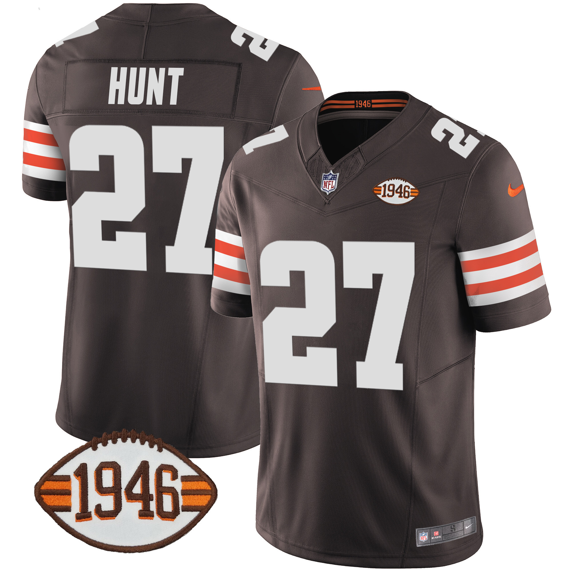 Kareem Hunt Men's Cleveland Browns 1946 75th Anniversary Patch Jersey - All Stitched