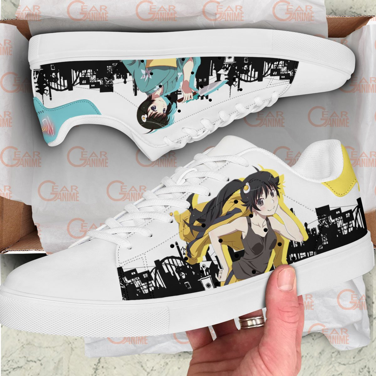 Karen Araragi And Tsukihi Araragi Skate Sneakers Custom Anime Bakemonogatari Shoes