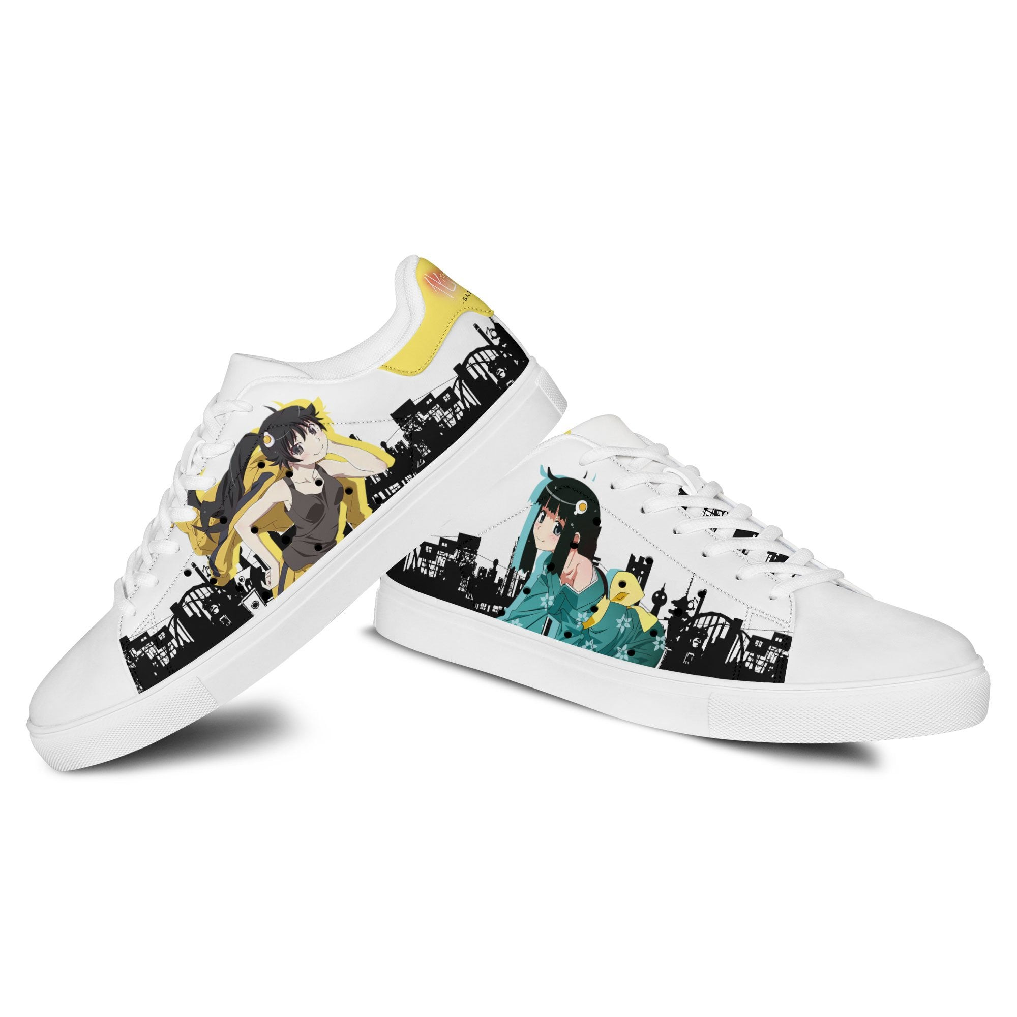 Karen Araragi And Tsukihi Araragi Skate Sneakers Custom Anime Bakemonogatari Shoes