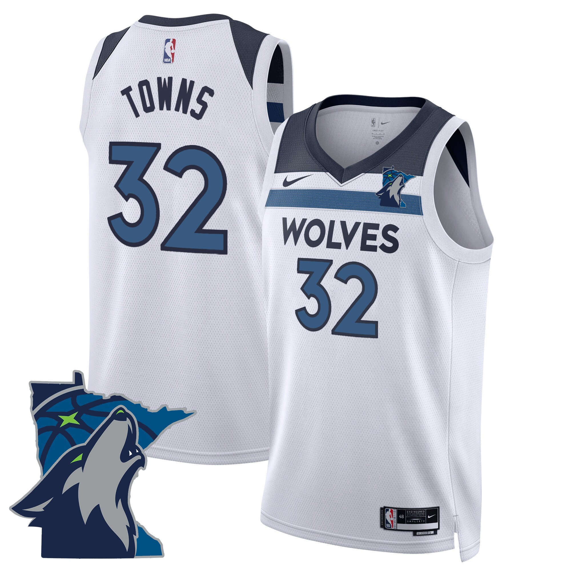 Karl-Anthony Towns Men's Minnesota Timberwolves Swingman - Minnesota Patch Association Jersey - All Stitched