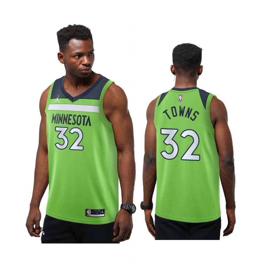 Karl-Anthony Towns Minnesota Timberwolves Green Statement Jumpman 2020-21 Jersey