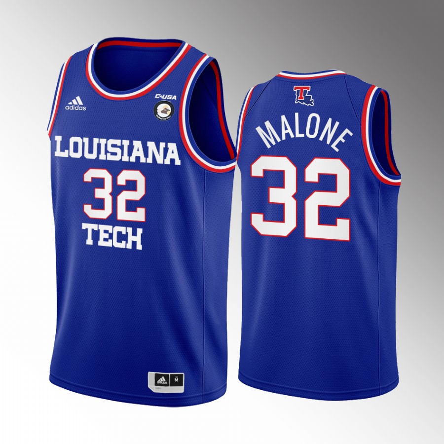 Karl Malone Louisiana Tech Bulldogs Blue Jersey College Retired Number