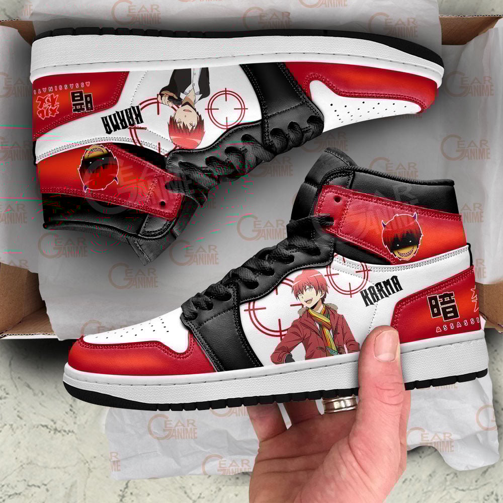 Karma Akabane JD1s Sneakers Assassination Classroom Anime Shoes, Air Jordan Hightop