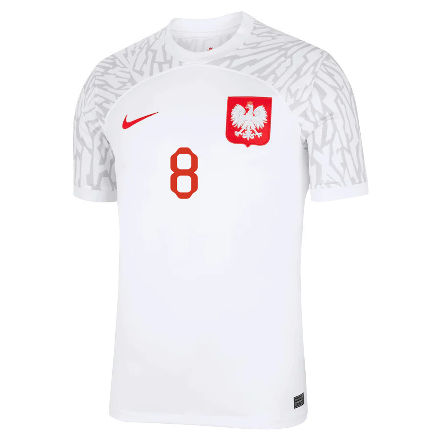 Karol Linetty 8 – Poland National Team FIFA World Cup Qatar 2022 Patch Home Soccer Jersey, Men