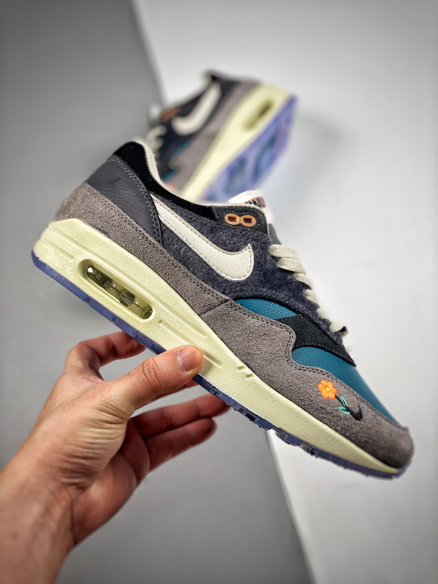 Kasina X Nike Air Max 1 Won-Ang Particle Grey/Dark Teal Green For Sale