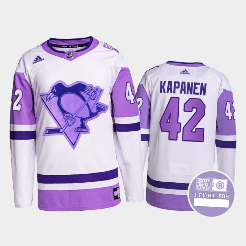 Kasperi Kapanen #42 Pittsburgh Penguins Fights Cancer White Purple Primegreen Jersey