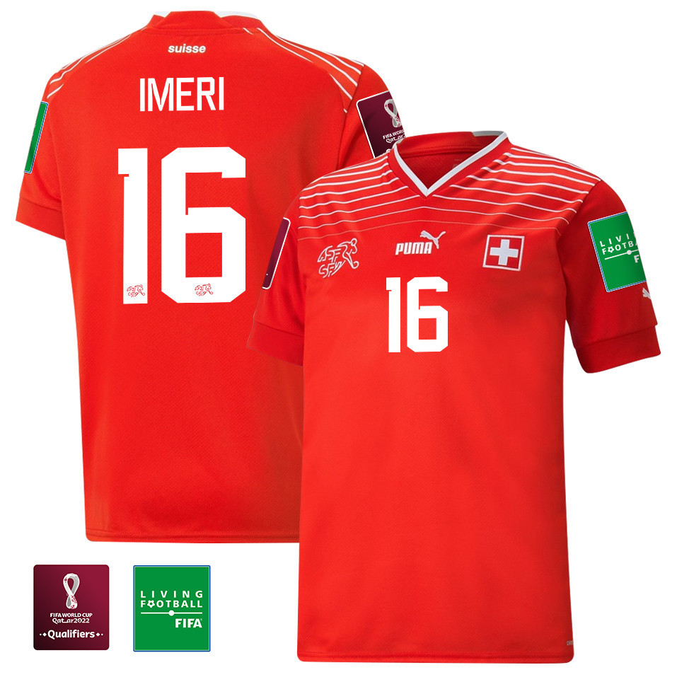 Kastriot Imeri 16 Switzerland National Team FIFA World Cup Qatar 2022 Patch – Home Men Soccer Jersey
