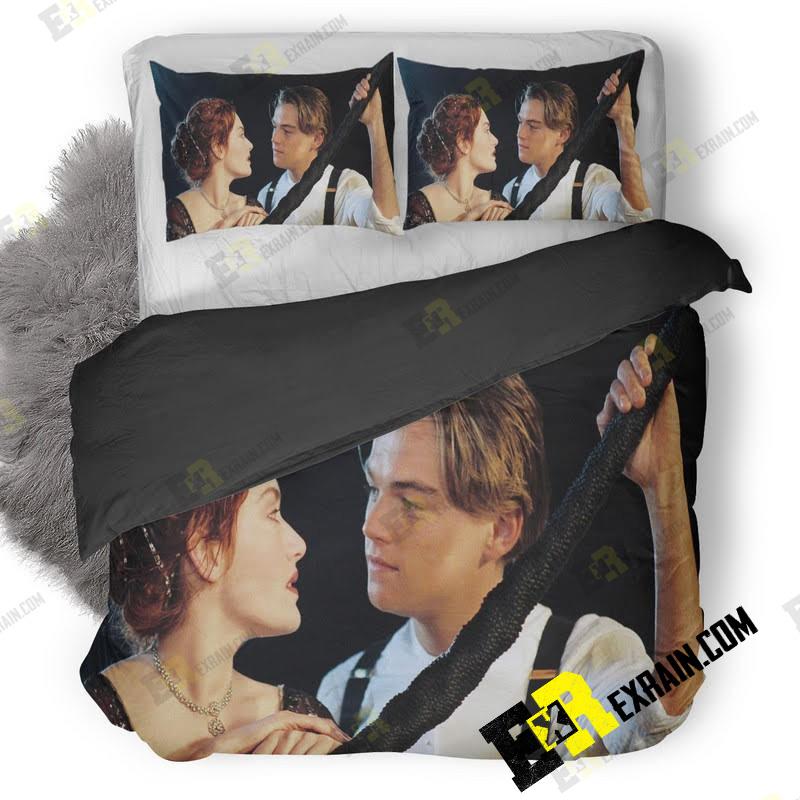 Kate Winslet And Leonardo In Titanic Movie Wallpaper 3D Customized Duvet Cover Bedding Set