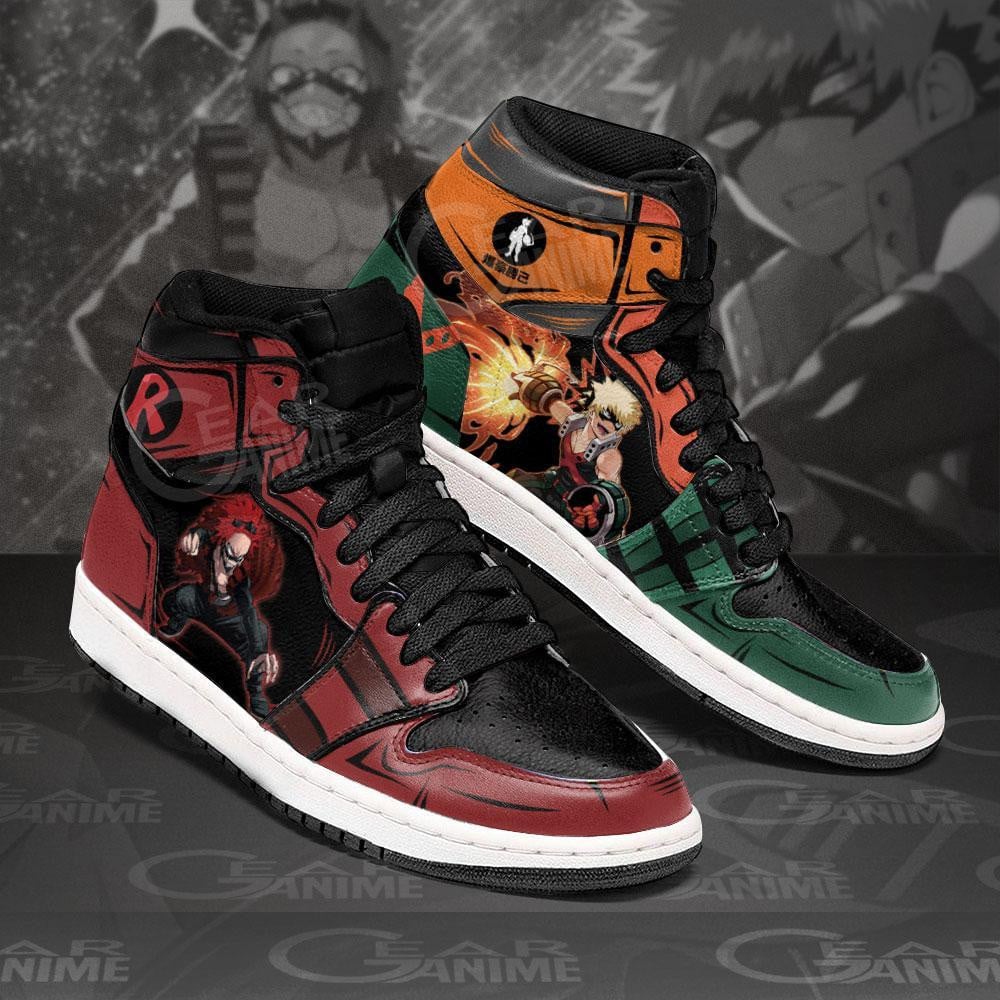 Katsuki Bakugo and Eijiro Kirishima JD1s Sneakers My Hero Academia Shoes, Air Jordan Hightop